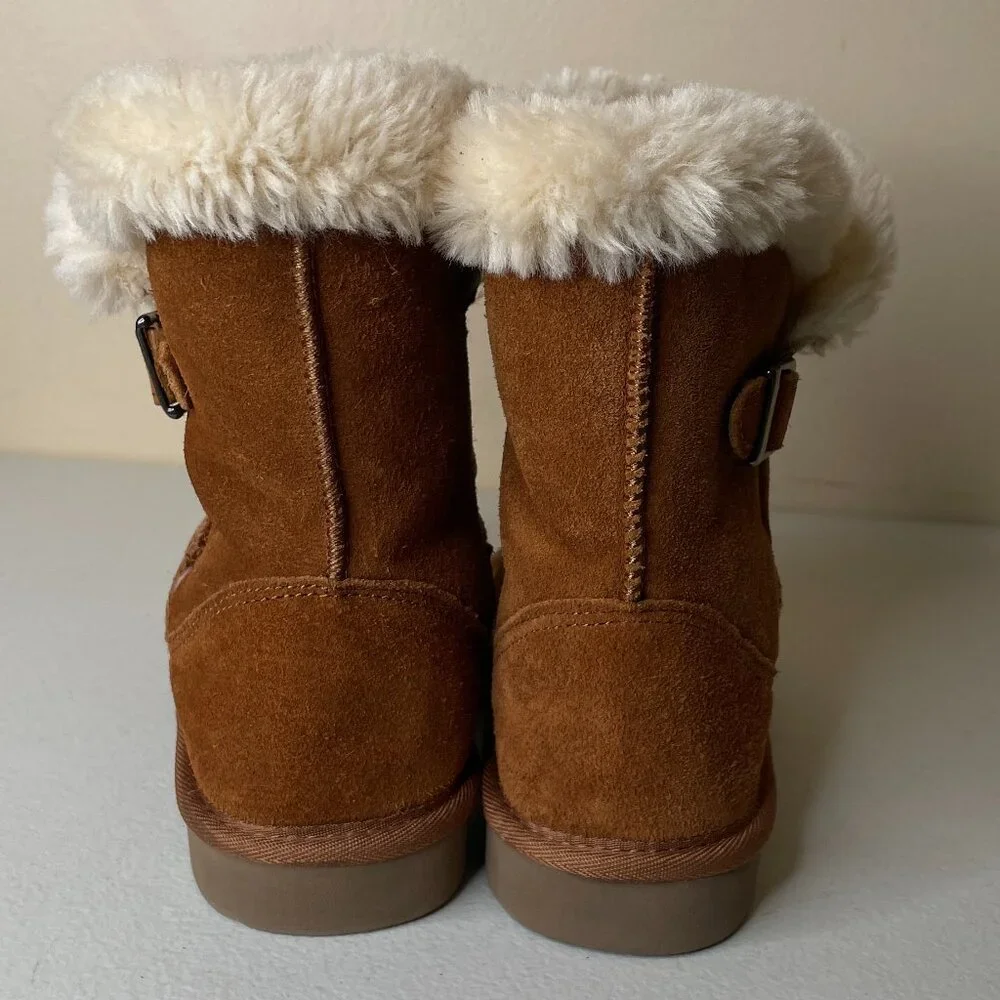 Macy's Style & Co Brown Suede Leather Faux Fur Lined Boots Size 7